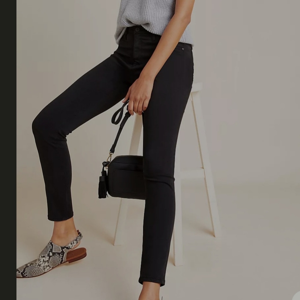 NWT AG Adriano Goldschmied Size 25 Black High Rise Abbey Ankle Sateen Pants